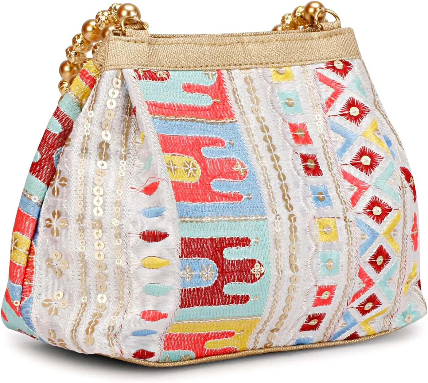 LONGING TO BUY Indian Ethnic Potli Handbag, Embroidered Evening Bag