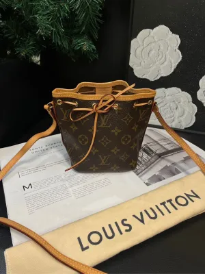 Louis Vuitton Nano Noe Old Flower Drawstring Bucket Bag
