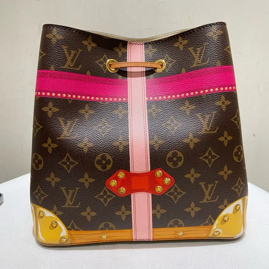 Louis Vuitton Neonoe Brown Pink Monogram Limited Edition Bucket Bag