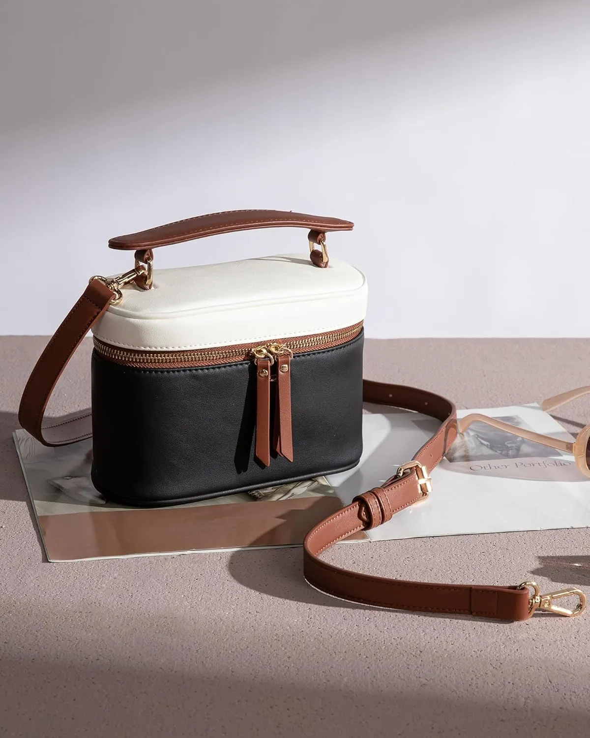 LOVEVOOK Crossbody Bag for Women, Top Handle Shoulder Pouch Purse Small PU Leather Satchel Handbag, Flap Box Bag for Ladies