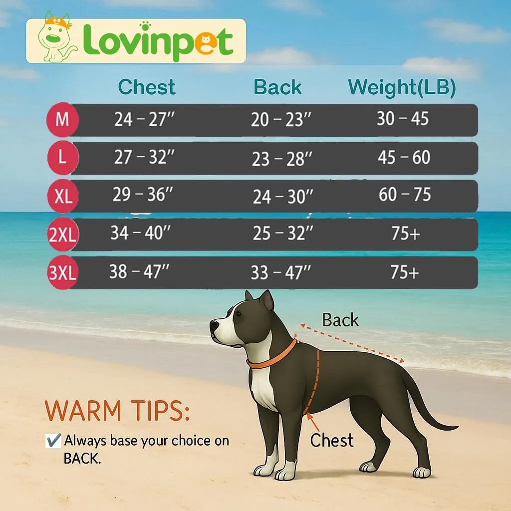 LovinPet Boxer Dogs Onesie Pajamas - UV Protection&Wound Care, Anxiety Relief, Lightweight Stretchy Fabric, Reflective Stripe, Coral Tree Print, Post Surgery Clothes, Pet PJ's/Large