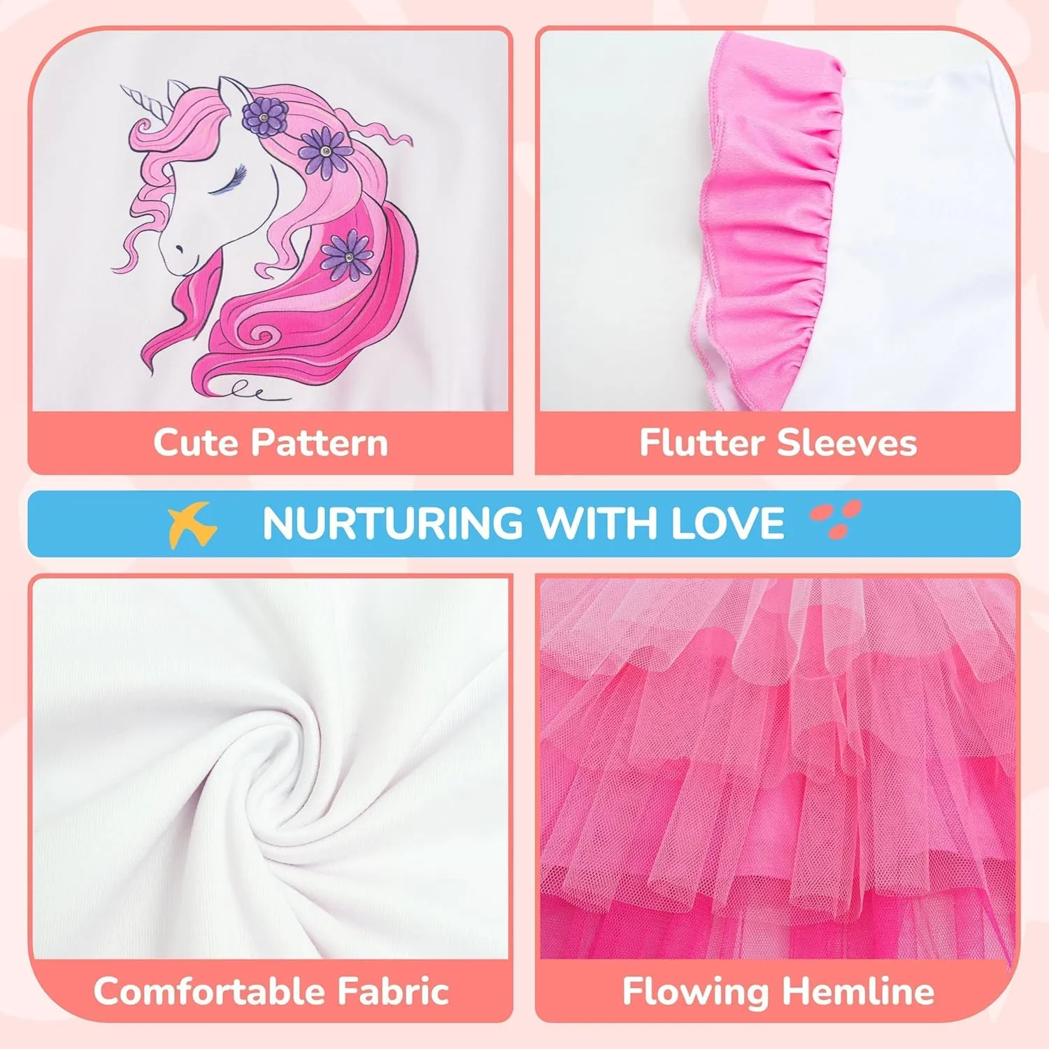 LQSZ Girls Tulle Dresses Princess Flutter Sleeve Tutu Dress for Toddler Girl 3-12 Years