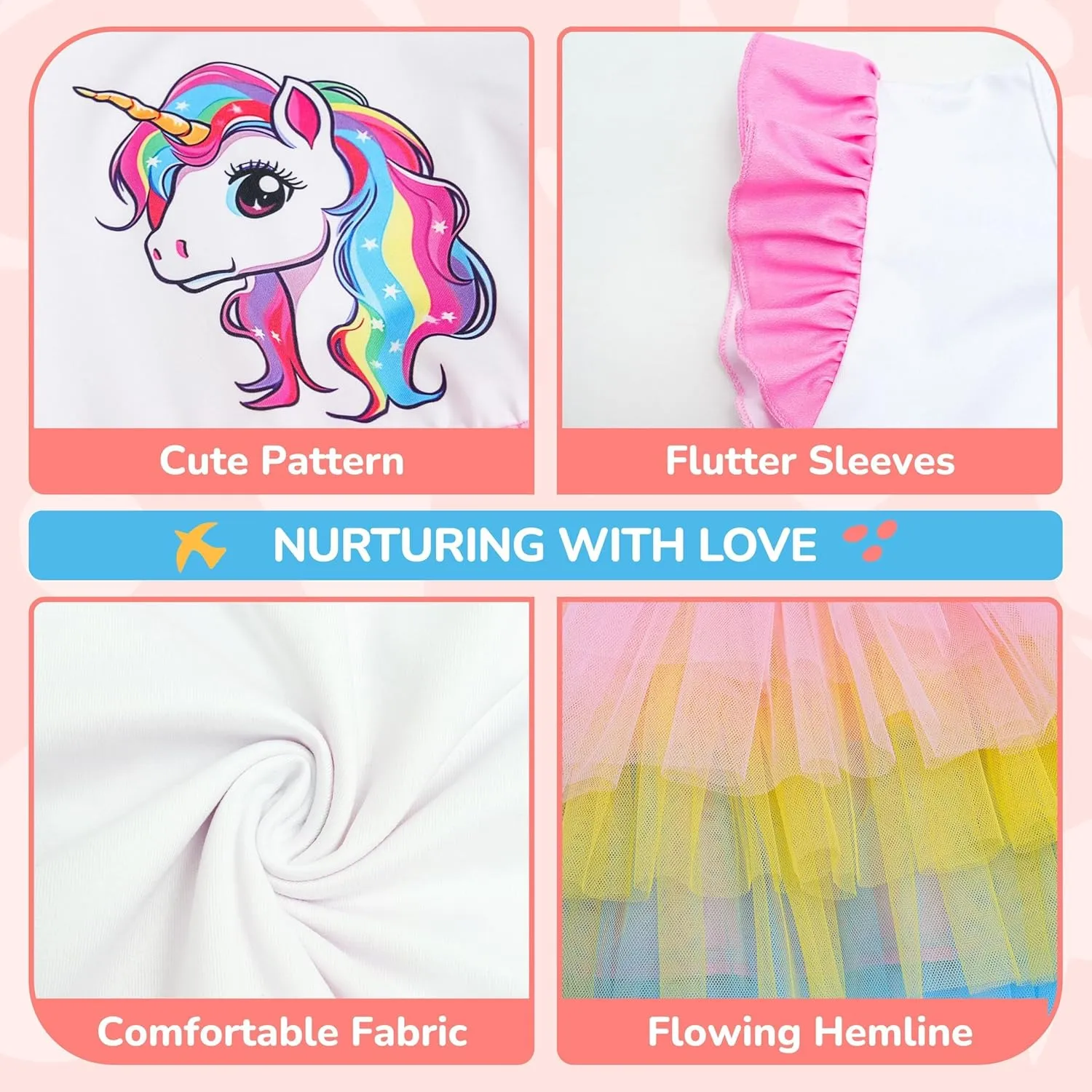 LQSZ Girls Tulle Dresses Princess Flutter Sleeve Tutu Dress for Toddler Girl 3-12 Years