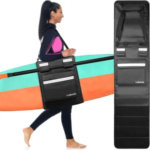 LuBanSir Surfboard Bag, Surfboard Travel Bag for Outdoor Fit Carrying 5'0, 5'6, 6'0, 6'6, 7'0, 7'6, 8'0, 8'6, 9'0, 9'6, 10'0 Shortboard, Longboard and Hybrid, 14.2in x 5.05ft