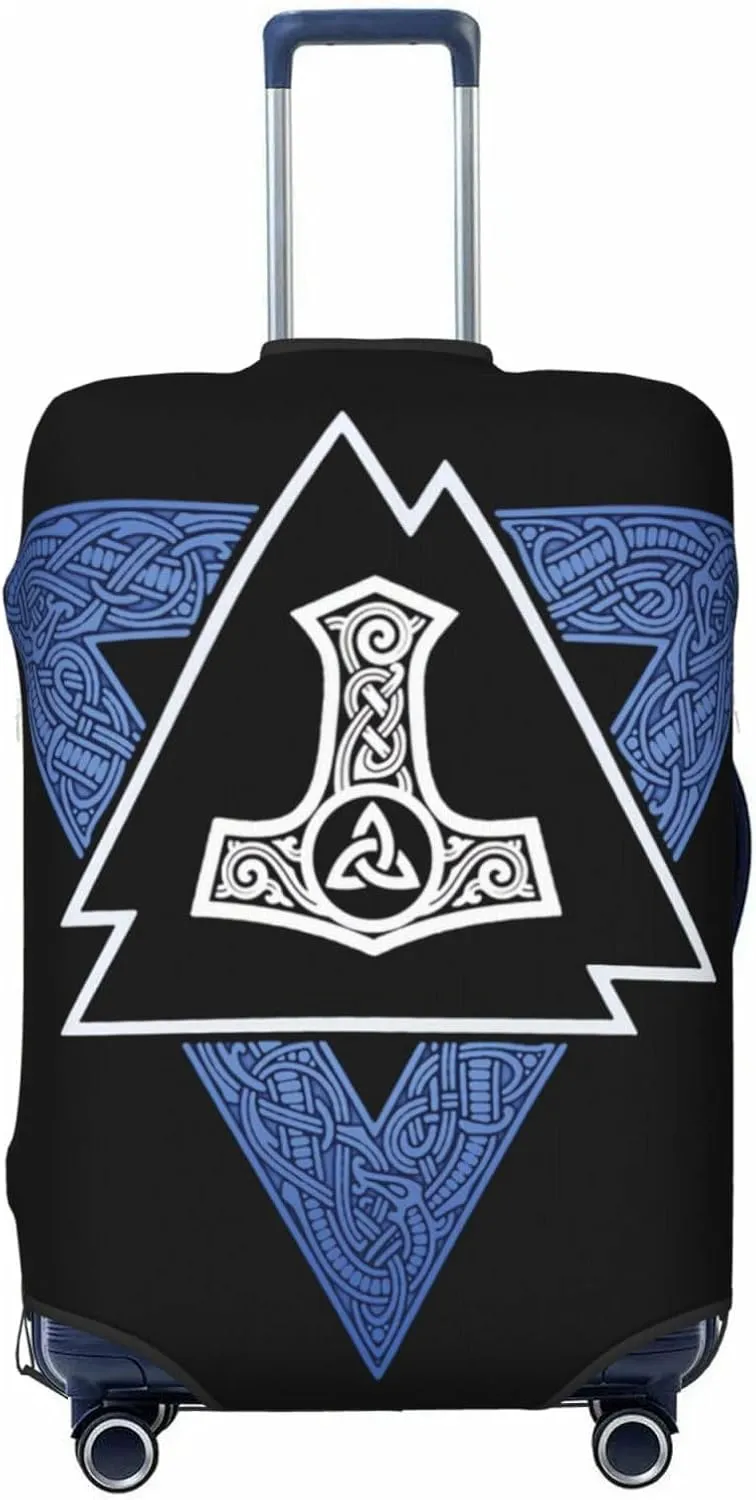 Luggage Cover For Travel Norse Vikings Thors Hammer Mythology Pagan Rune– High Elasticity Ideal For Travel 20-28 Inch.