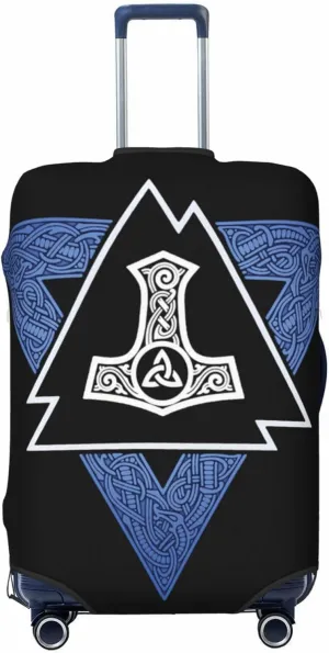 Luggage Cover For Travel Norse Vikings Thors Hammer Mythology Pagan Rune– High Elasticity Ideal For Travel 20-28 Inch.
