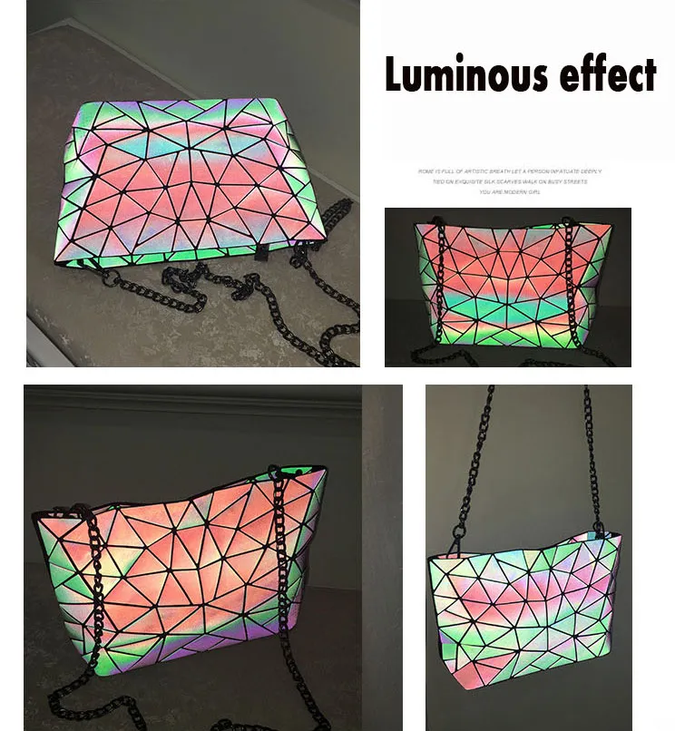 Luminous geometric rhombic handbag