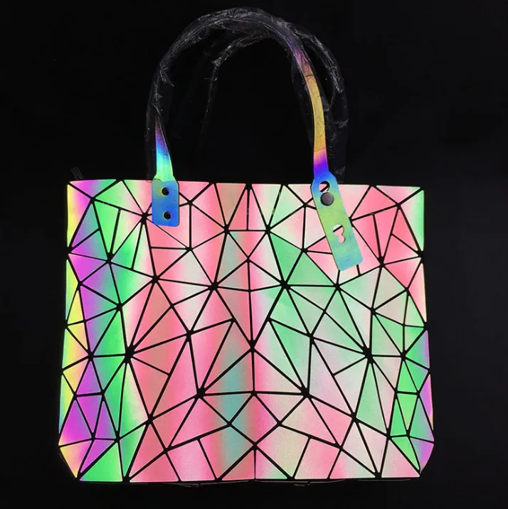 Luminous geometric rhombic handbag