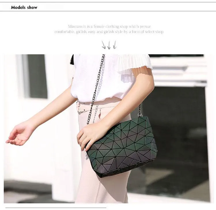 Luminous geometric rhombic handbag