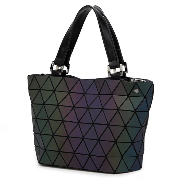 Luminous geometric rhombic handbag