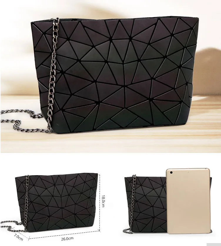 Luminous geometric rhombic handbag