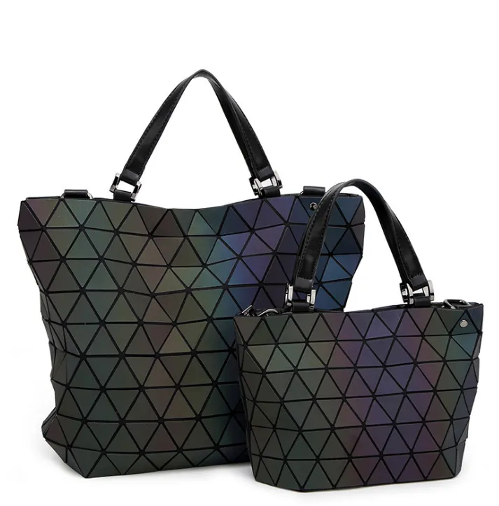 Luminous geometric rhombic handbag