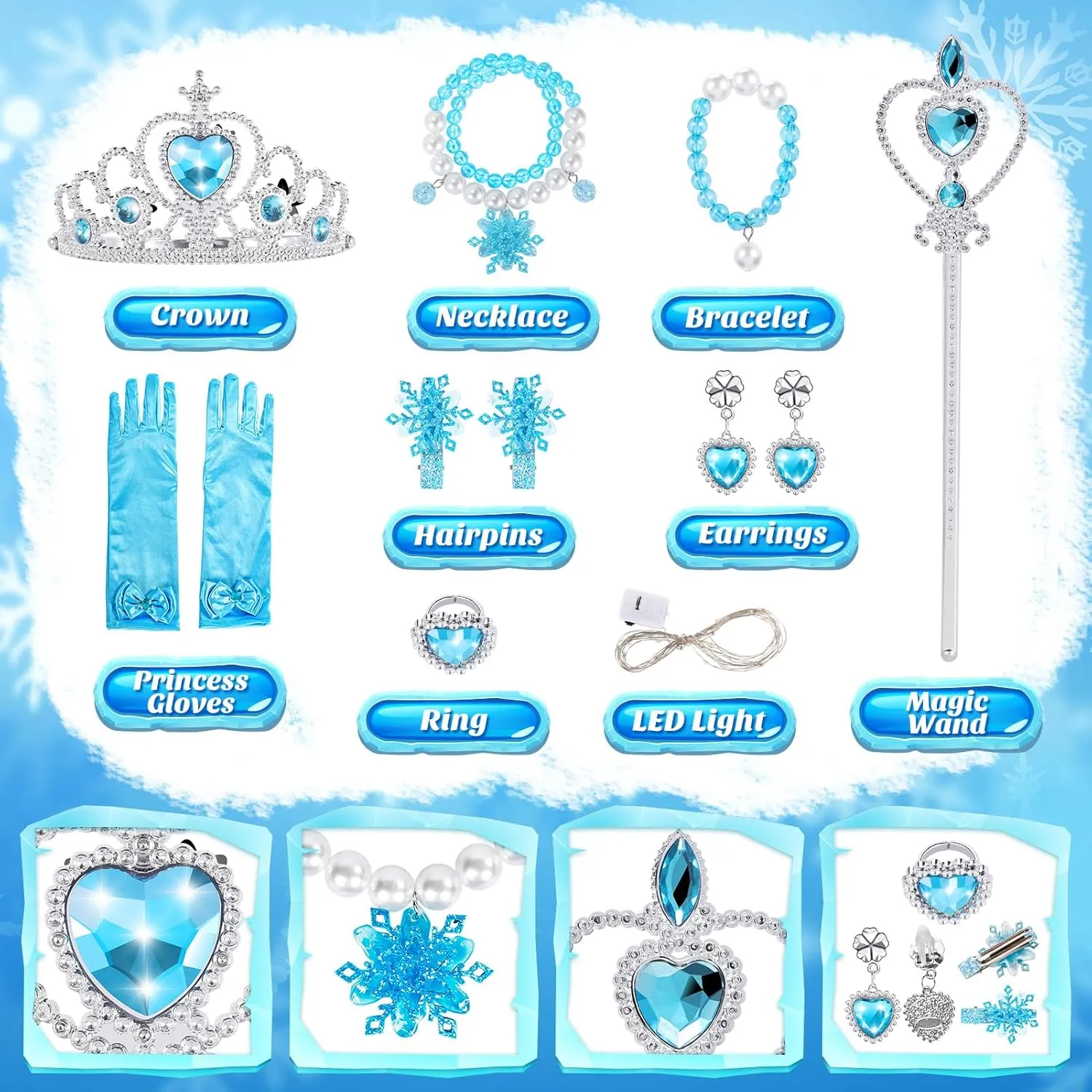 Luucio Frozen Princess Dress Up Costume With Accessories For Little Girls 3-10 Years, Girls Birthday Christmas Dress