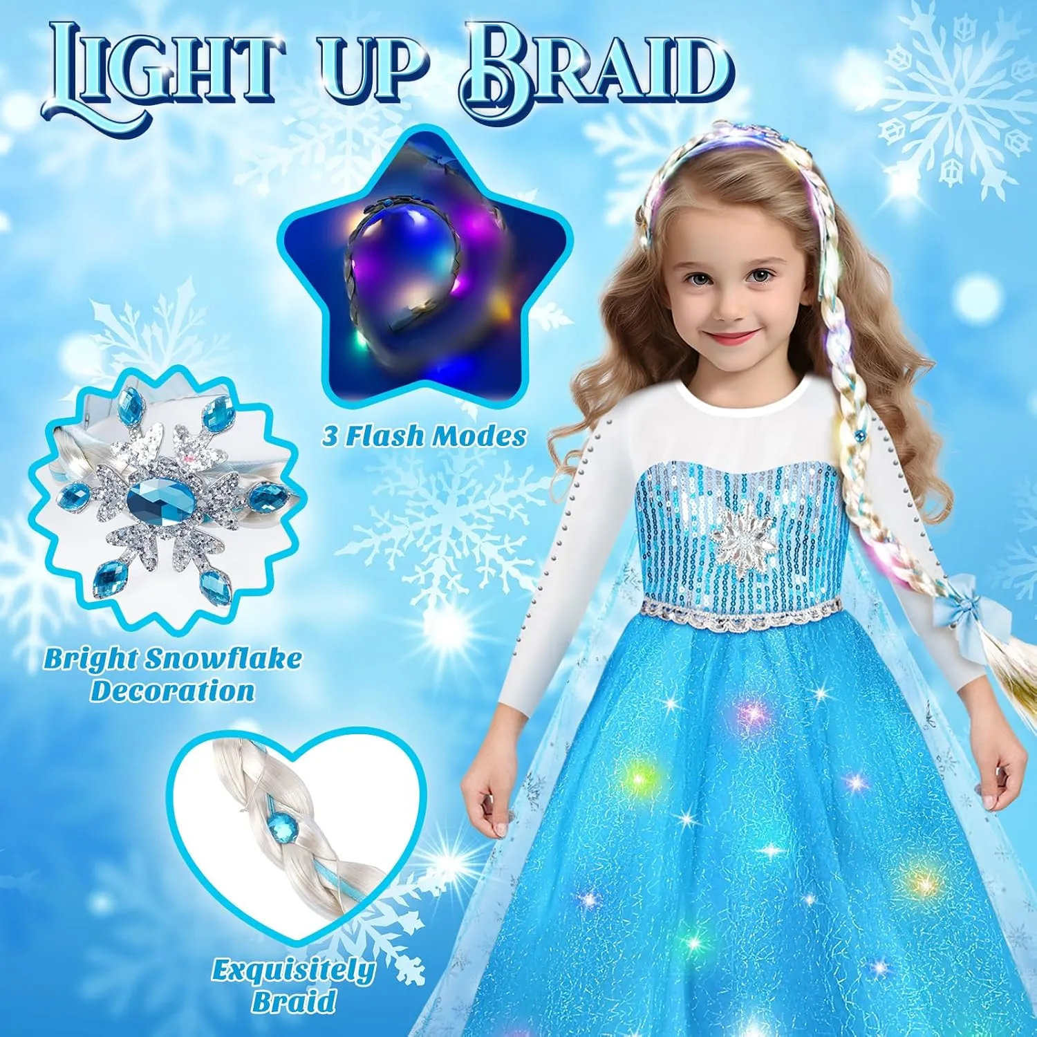 Luucio Frozen Princess Dress Up Costume With Accessories For Little Girls 3-10 Years, Girls Birthday Christmas Dress