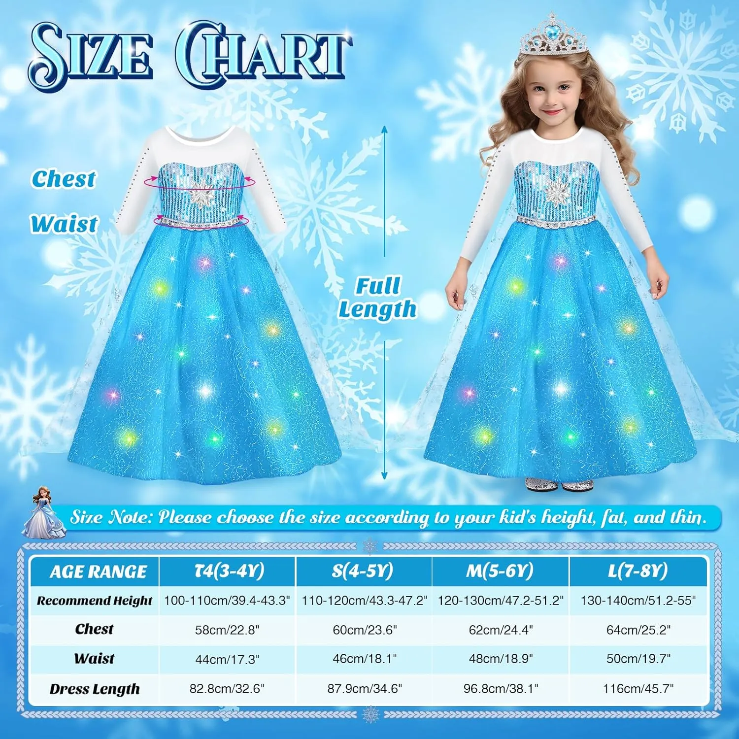 Luucio Frozen Princess Dress Up Costume With Accessories For Little Girls 3-10 Years, Girls Birthday Christmas Dress