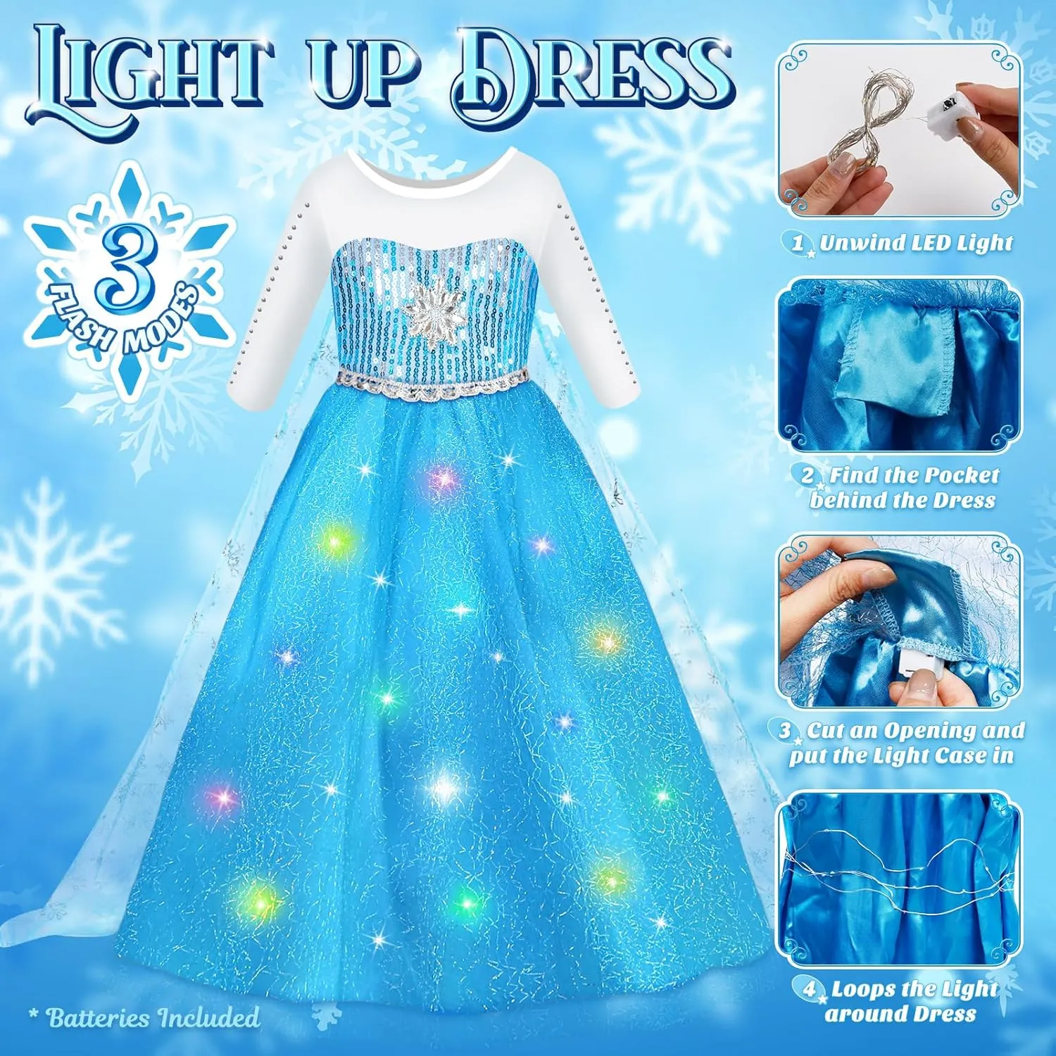 Luucio Frozen Princess Dress Up Costume With Accessories For Little Girls 3-10 Years, Girls Birthday Christmas Dress