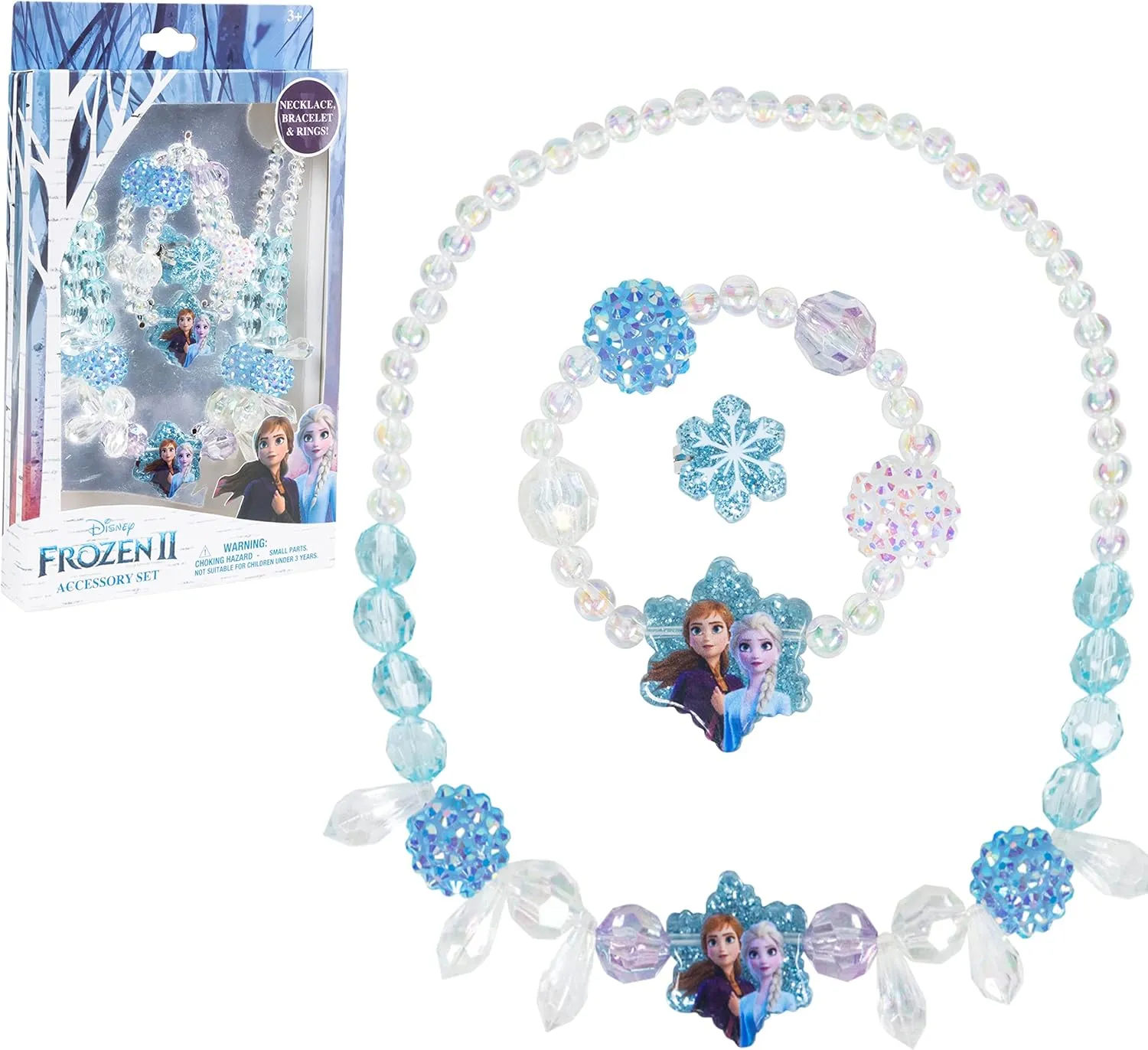 LUV HER Girls Jewelry Set - Dress Up Toy Jewelry Box Set with Bead Necklaces, Bracelets, and Rings - Frozen Play Accessories - Ages 3 