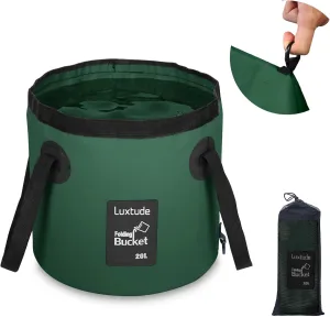 Luxtude Collapsible Bucket with Handle, 5 Gallon(20L), Portable & Ultra Lightweight Outdoor Basin Bucket, Folding Bucket for Fishing, Camping, Hiking