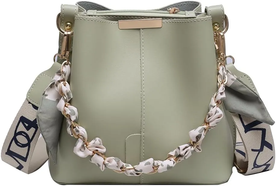 Luxury Chain Trendy Crossbody Bag PU Leather Fashion Handbag Large Capacity Designer Tote Bag with Wide Strap for