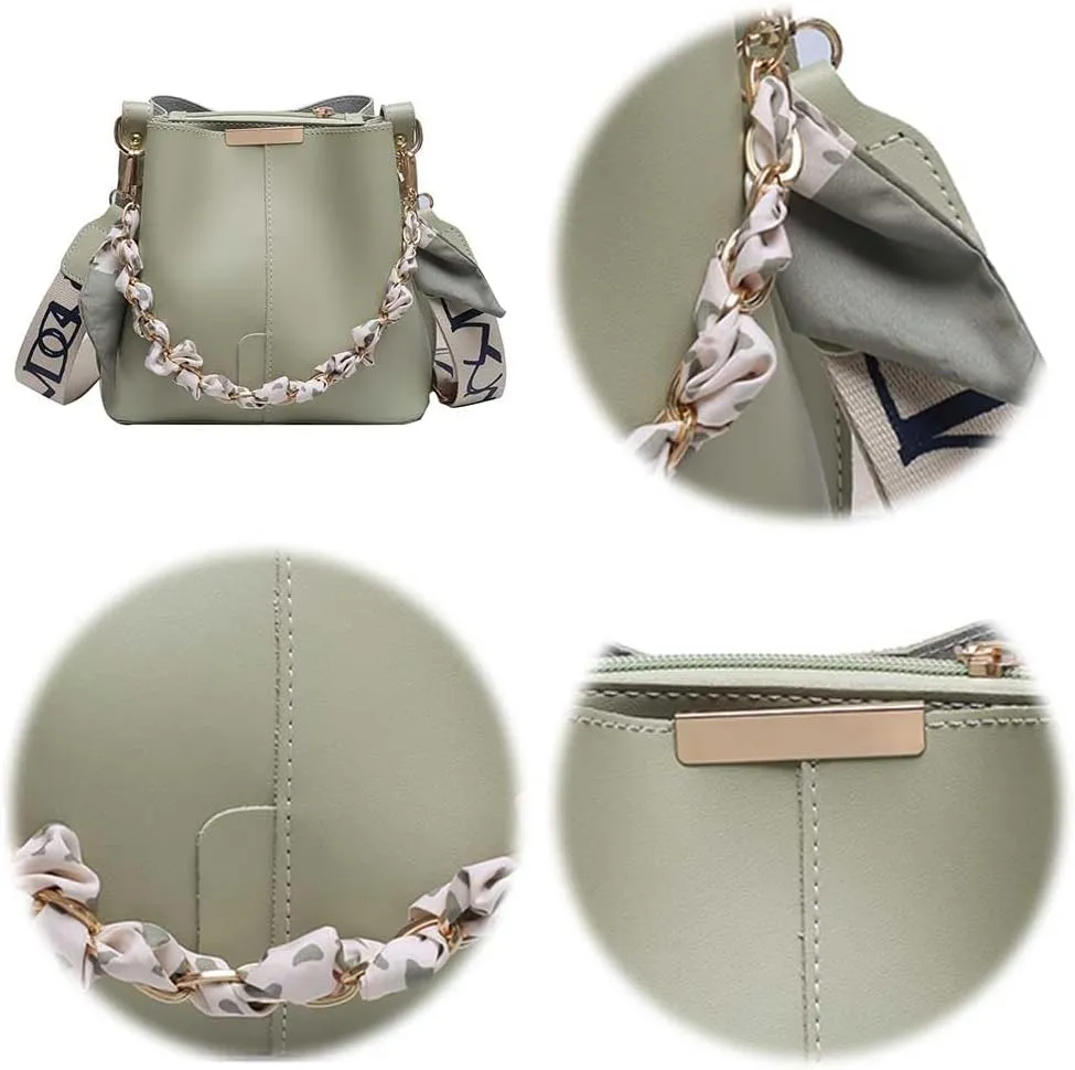 Luxury Chain Trendy Crossbody Bag PU Leather Fashion Handbag Large Capacity Designer Tote Bag with Wide Strap for
