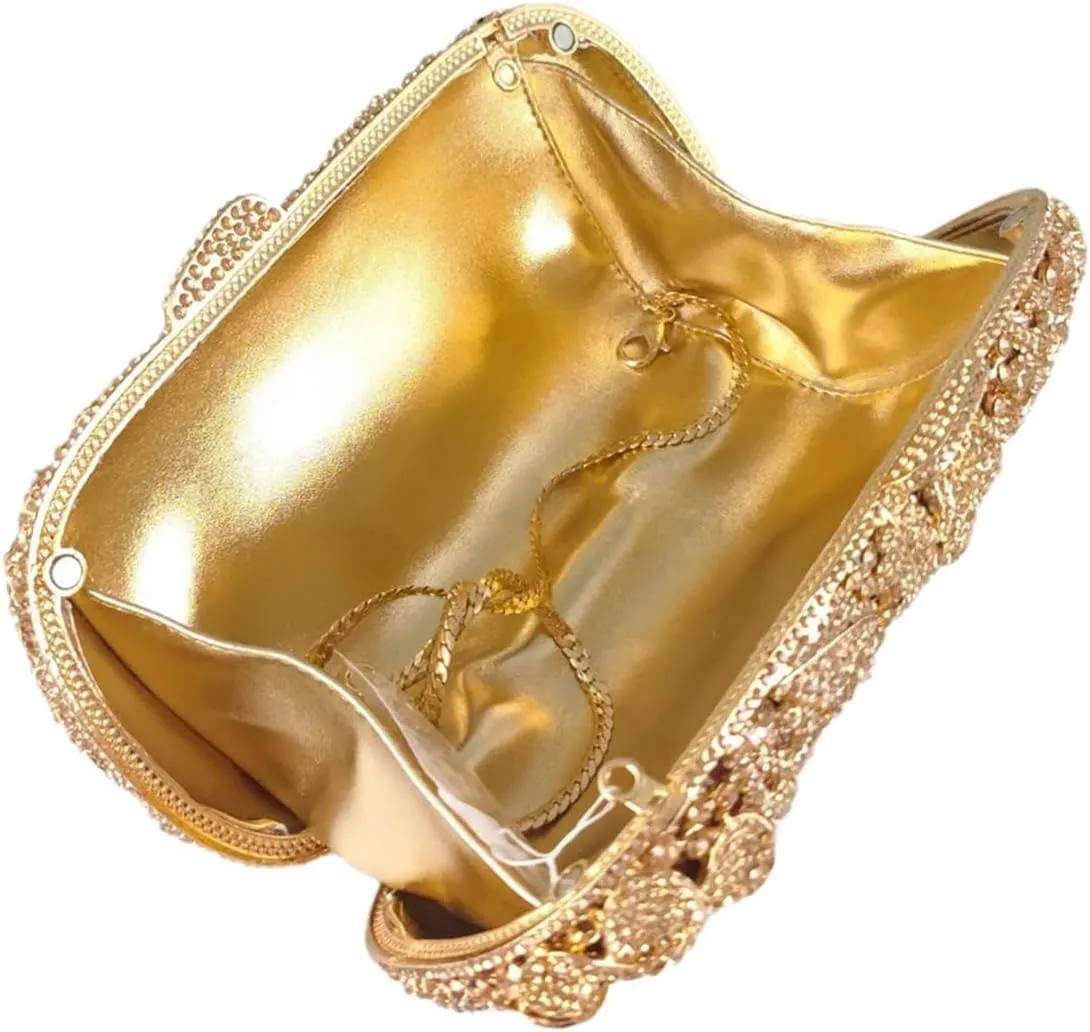 Luxury Crystal Clutch Purse for Women Rhinestone Handbag Formal Party Evening Bag Sparkly Bridal Flower Purse