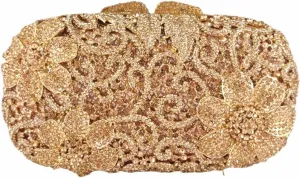 Luxury Crystal Clutch Purse for Women Rhinestone Handbag Formal Party Evening Bag Sparkly Bridal Flower Purse