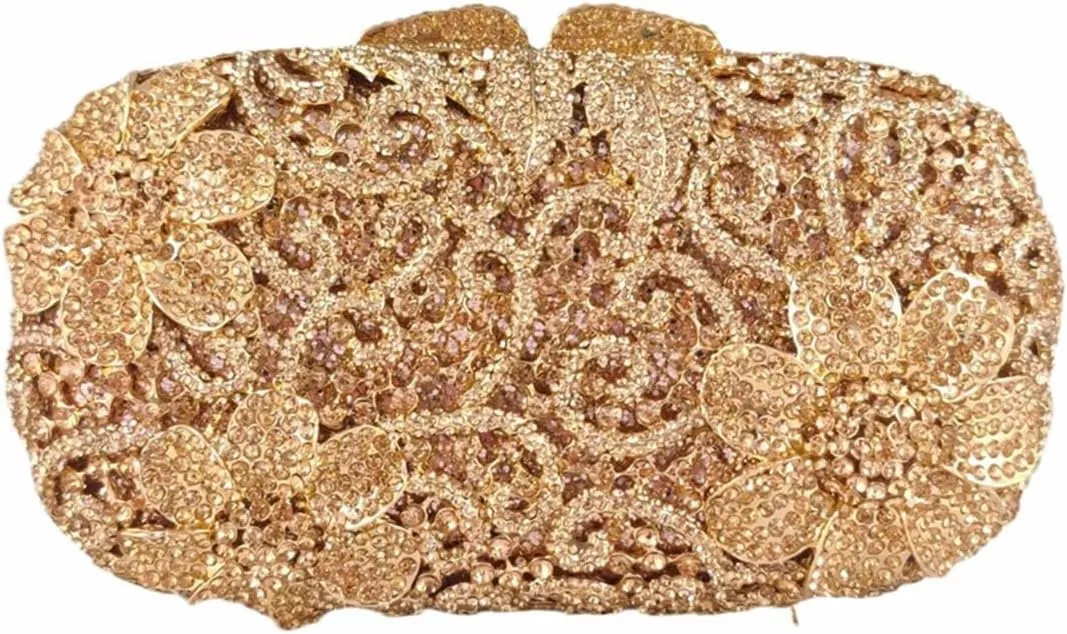 Luxury Crystal Clutch Purse for Women Rhinestone Handbag Formal Party Evening Bag Sparkly Bridal Flower Purse