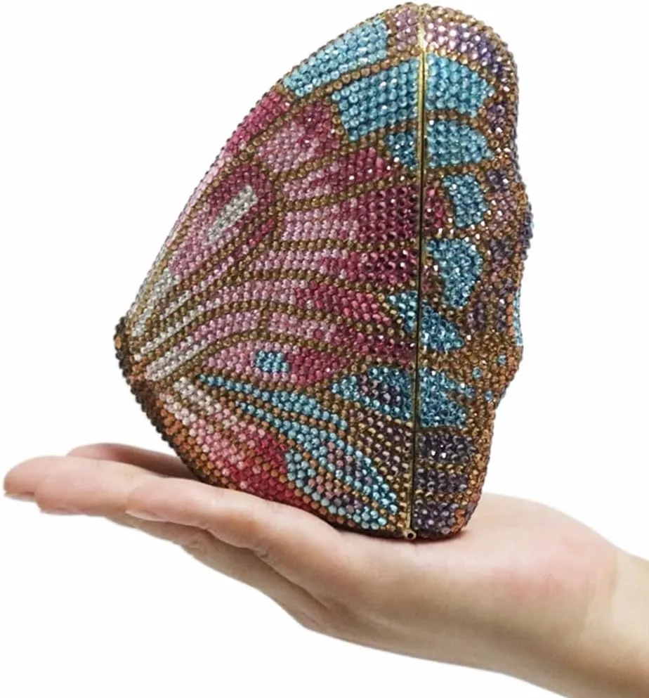 Luxury Women Butterfly Rhinestone Clutch Purse Ladies Crystal Evening Bag Diamonds Bridal Purse Cocktail Prom Handbag