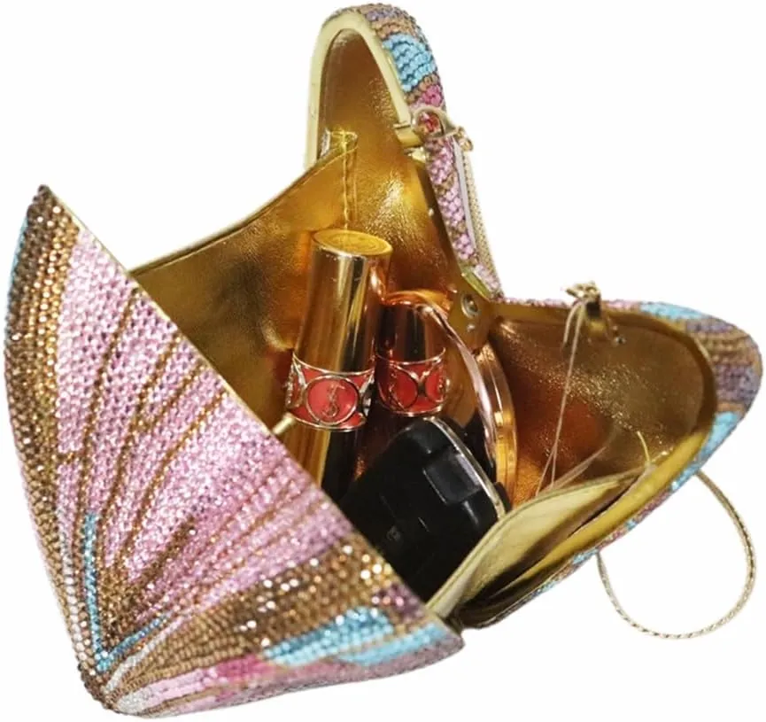Luxury Women Butterfly Rhinestone Clutch Purse Ladies Crystal Evening Bag Diamonds Bridal Purse Cocktail Prom Handbag