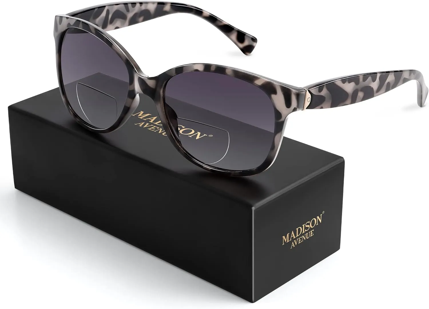 Madison Avenue Vintage Bifocal Reading Sunglasses for Women, Classic Designer Style UV Protection Sun Reader Glasses Grey Demi  1.0