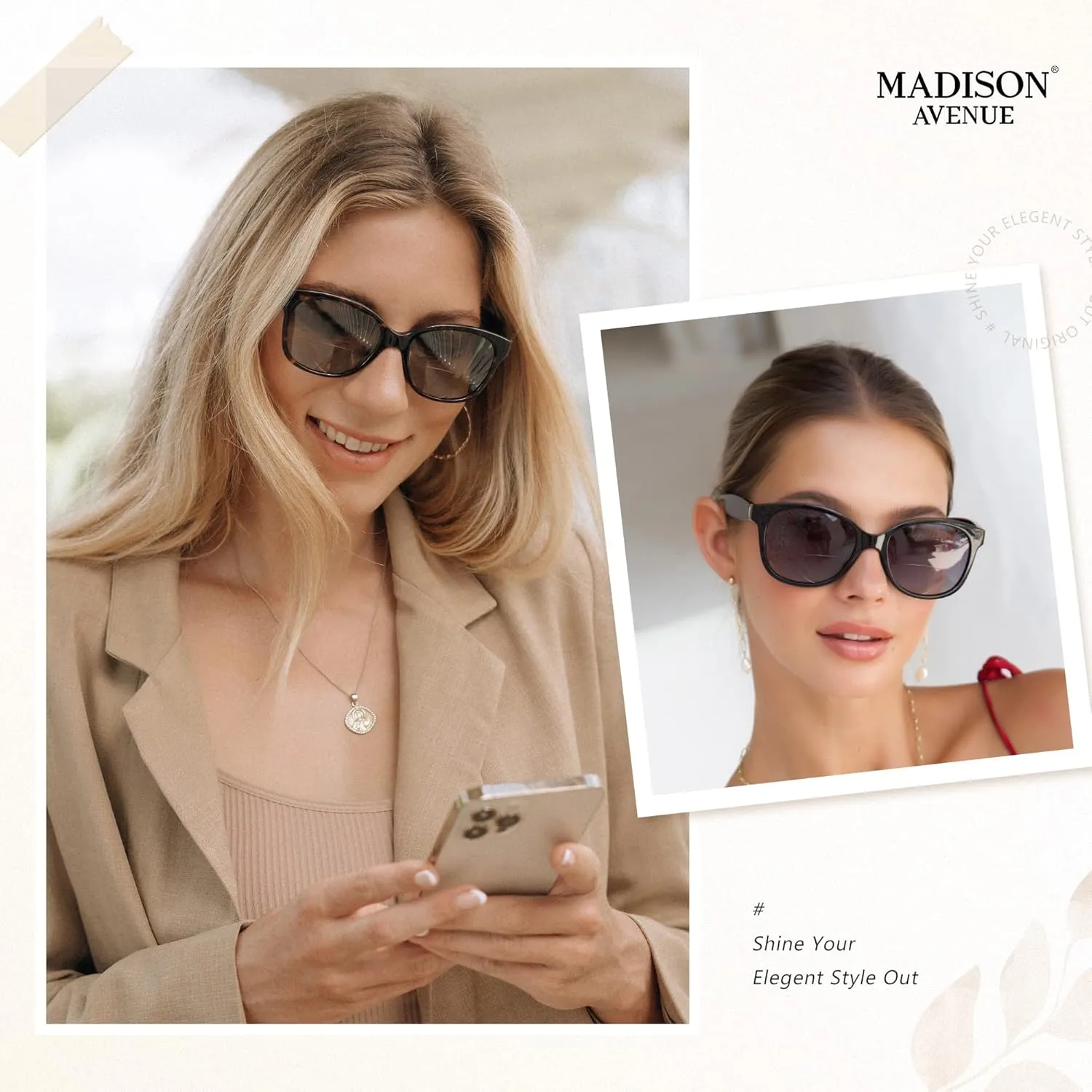 Madison Avenue Vintage Bifocal Reading Sunglasses for Women, Classic Designer Style UV Protection Sun Reader Glasses Grey Demi  1.0