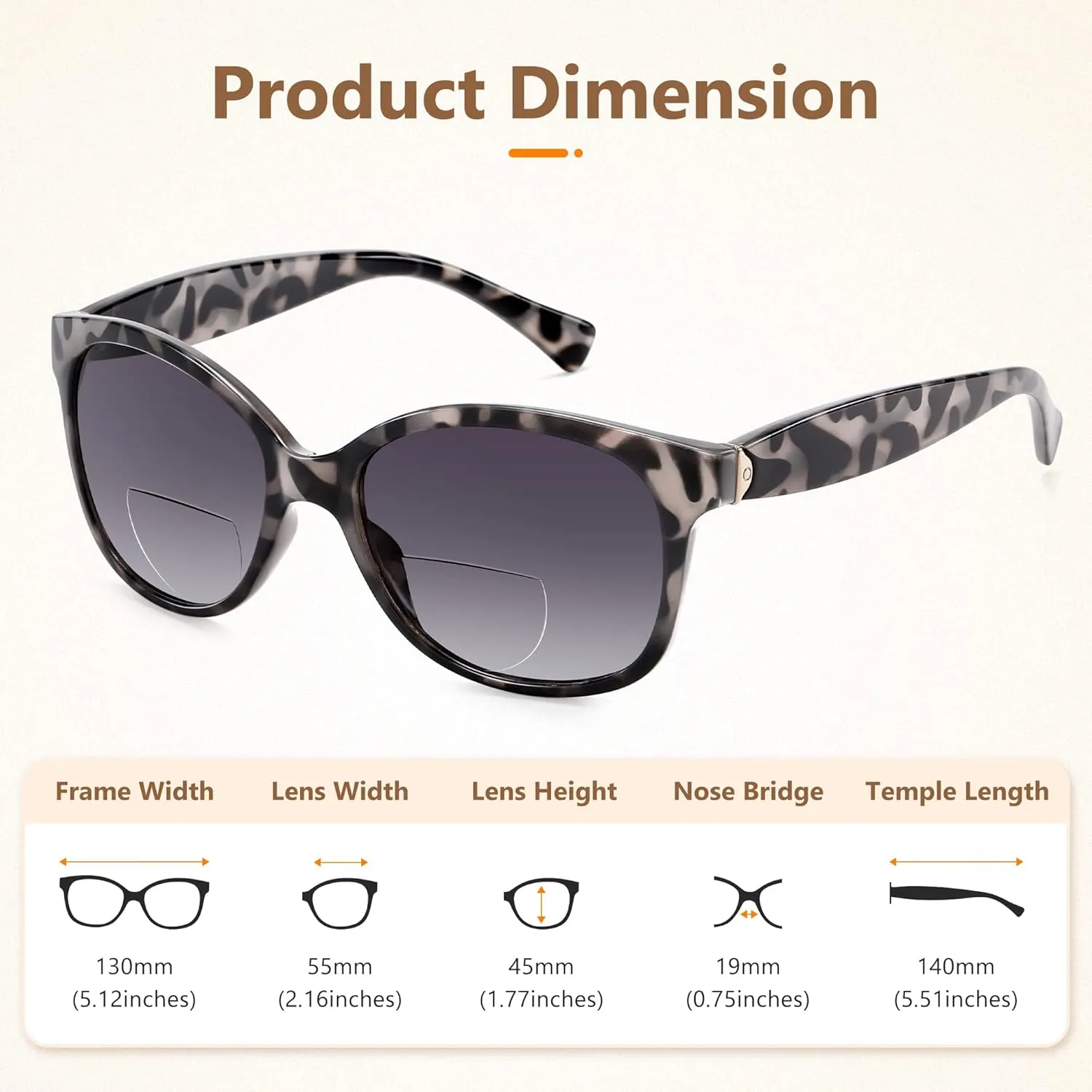 Madison Avenue Vintage Bifocal Reading Sunglasses for Women, Classic Designer Style UV Protection Sun Reader Glasses Grey Demi  1.0