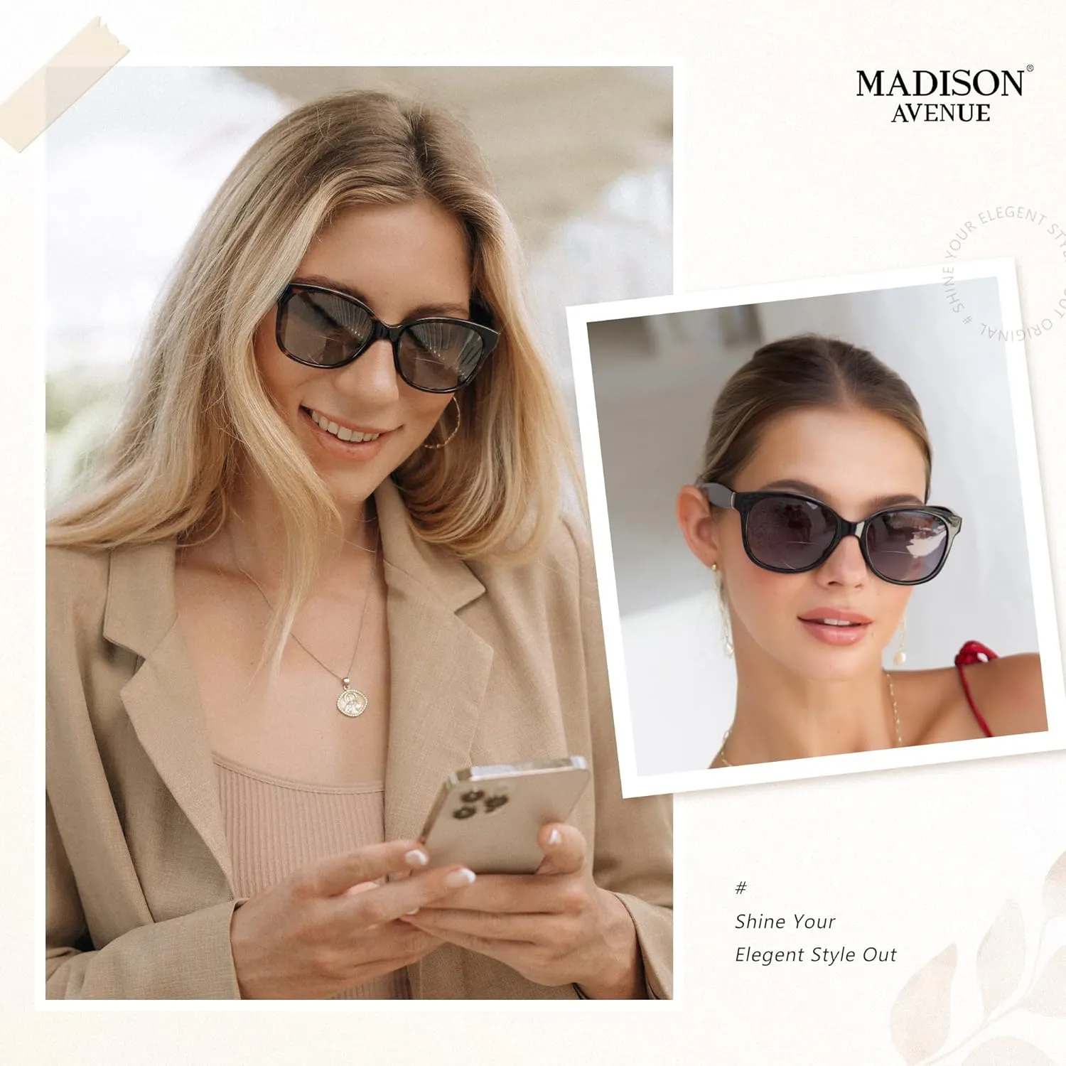 Madison Avenue Vintage Bifocal Reading Sunglasses for Women, Classic Designer Style UV Protection Sun Reader Glasses Grey Demi  1.0