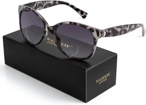 Madison Avenue Vintage Bifocal Reading Sunglasses for Women, Classic Designer Style UV Protection Sun Reader Glasses Grey Demi  1.0