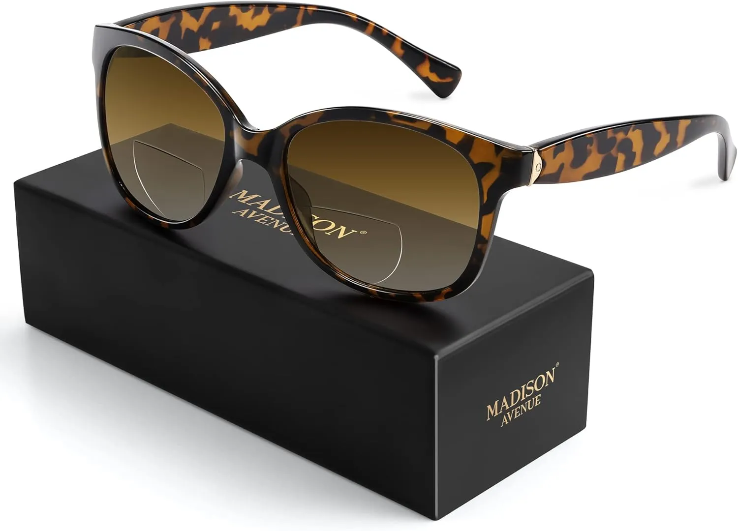 Madison Avenue Vintage Bifocal Reading Sunglasses for Women, Classic Designer Style UV Protection Sun Reader Glasses Tortoise  2.5