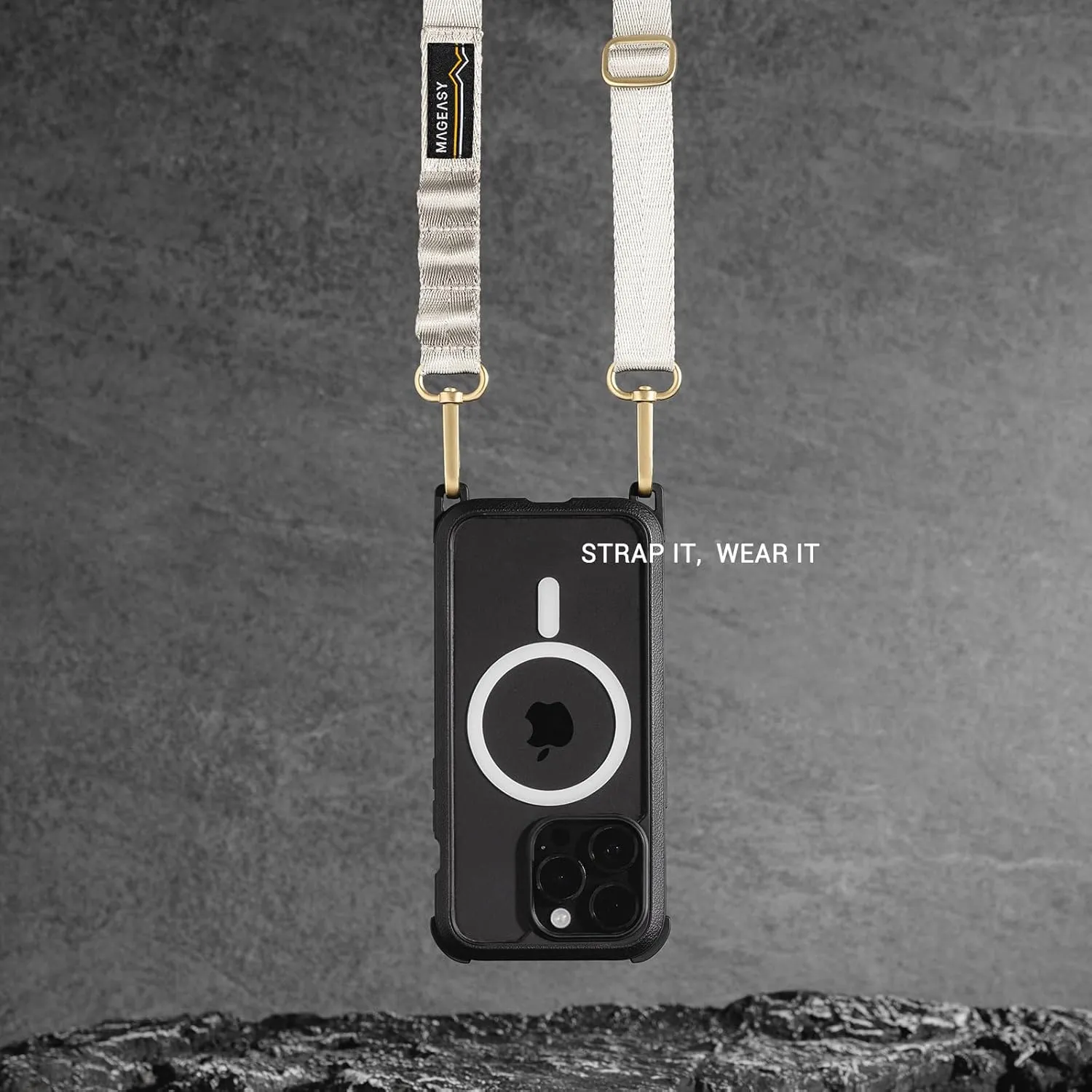 MAGEASY Universal Cell Phone Lanyard Crossbody - Anti-Theft Crossbody Phone Strap for iPhone 16 Pro Max & Most Smartphones, for Men & Women | 20mm (Starlight)