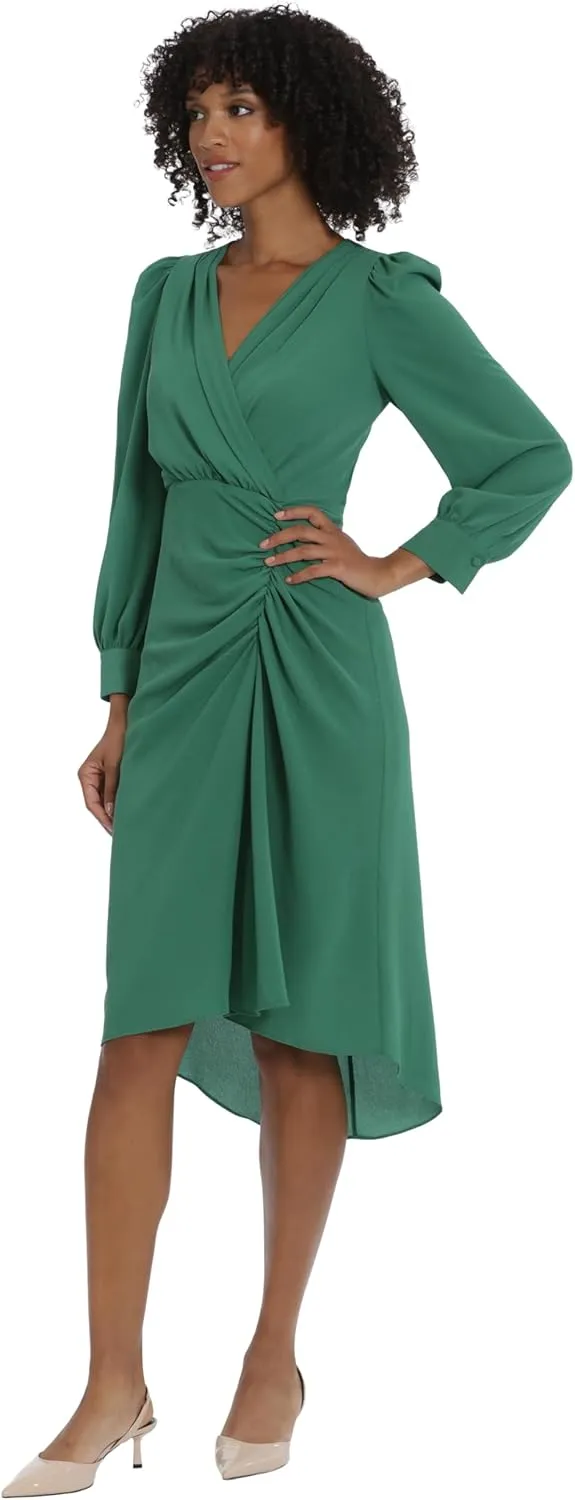 Maggy London Women's Long Sleeve Bubble Crepe Dress Workwear Event Guest of Wedding