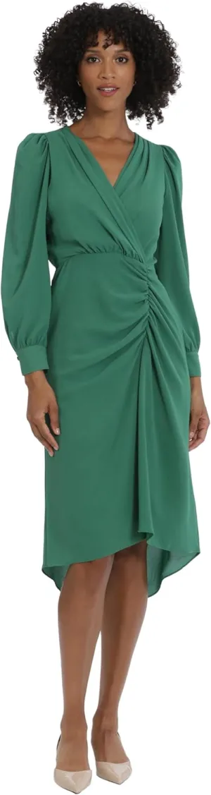 Maggy London Women's Long Sleeve Bubble Crepe Dress Workwear Event Guest of Wedding
