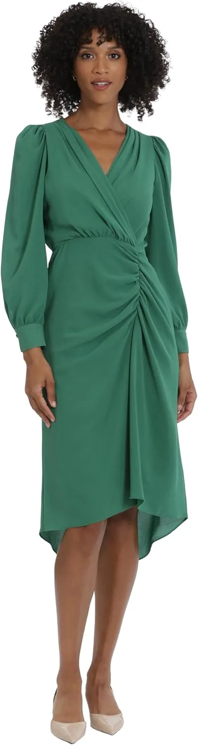 Maggy London Women's Long Sleeve Bubble Crepe Dress Workwear Event Guest of Wedding