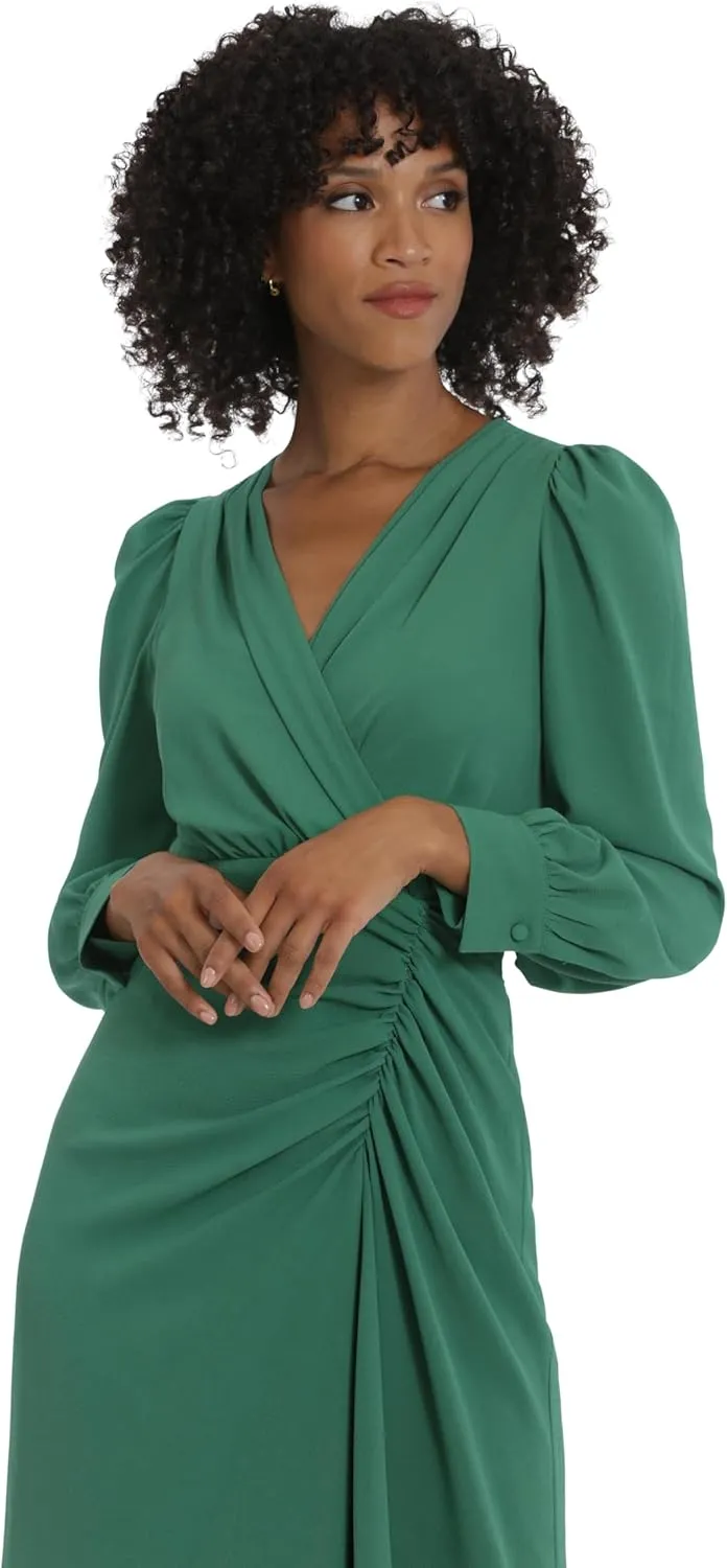 Maggy London Women's Long Sleeve Bubble Crepe Dress Workwear Event Guest of Wedding