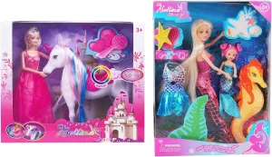 Magic Light Unicorn with 12" Doll, Mermaid Doll Playset with Little Mermaid for Girls 3-5