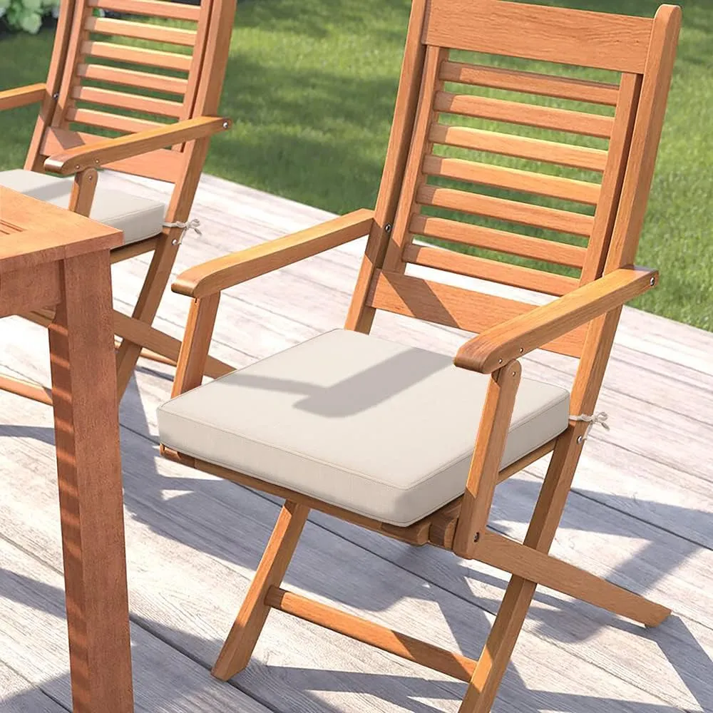Magpie Fabrics Indoor Outdoor Waterproof Square Chair Cushion, 18" x 18" x 2.5", 2 Pack, Water Resistant Seat Cushions, for Patio Garden Office, Beige