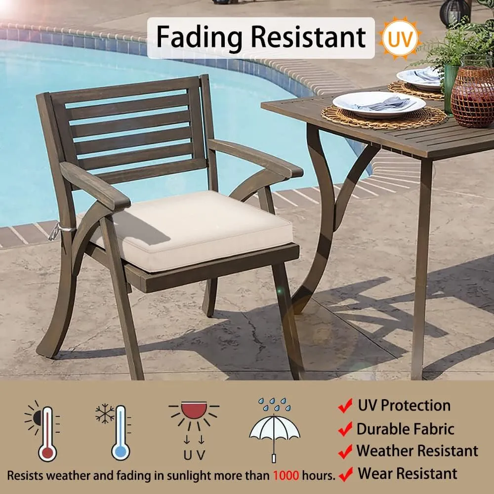 Magpie Fabrics Indoor Outdoor Waterproof Square Chair Cushion, 18" x 18" x 2.5", 2 Pack, Water Resistant Seat Cushions, for Patio Garden Office, Beige