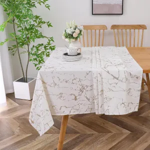 Majestic Giftware Velvet Tablecloths for Rectangle Tables - TC1414 | (70/144) Glacier Gold Print Hem Stitch Dining Table Cover | Washable Rectangle Tablecloth for Kitchen, Dinning, Party