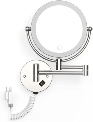 Makeup Mirror Travel Makeup Mirror, Wall Mounted LED Makeup Mirror with Plug 5X Magnifying Cosmetic Mirror Double Sided Wall Mirrors Touch Dimming Bathroom Mirrors