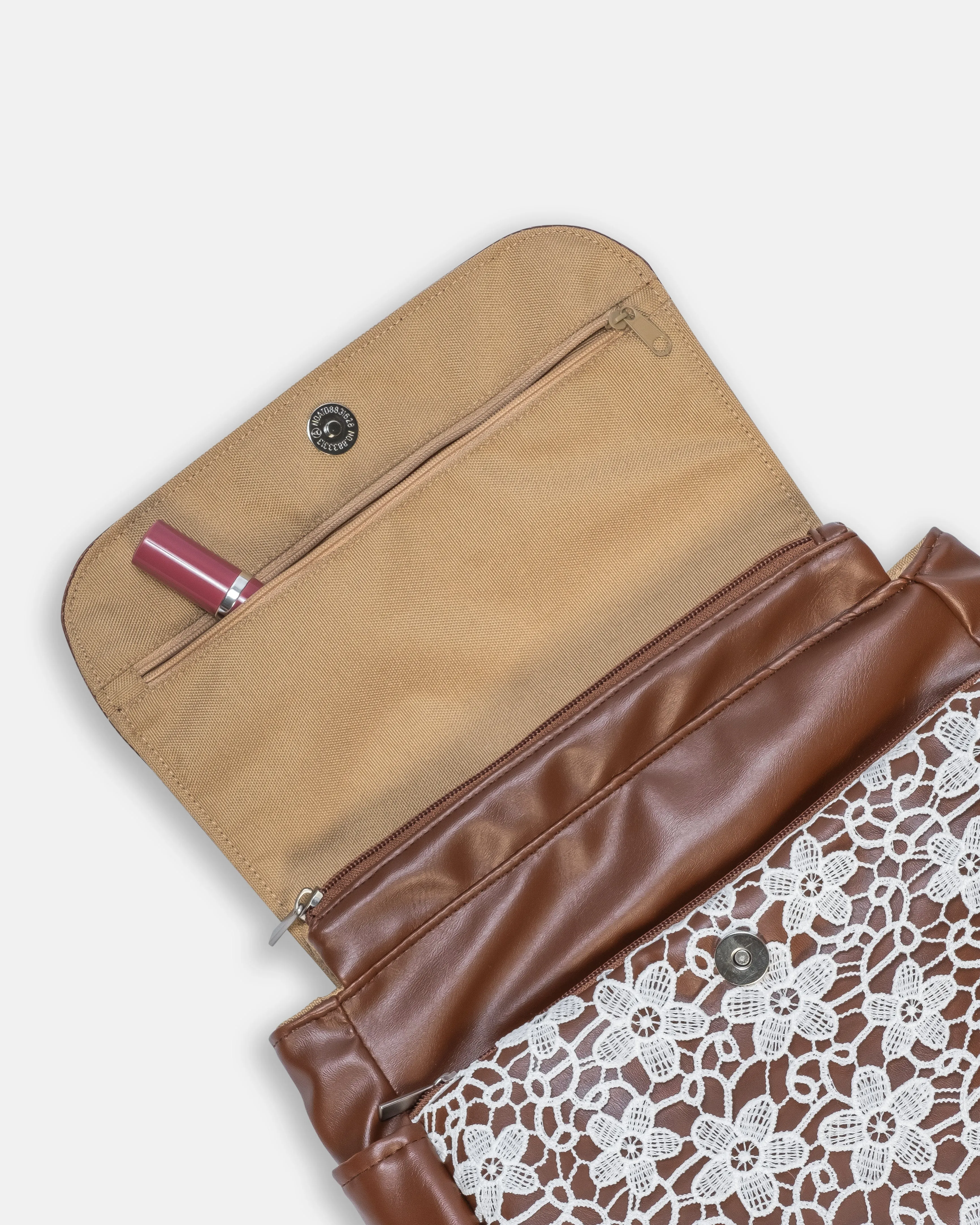 {{Mama's Day Special}} Lace Brown Multi-Carry Crossbody Bag