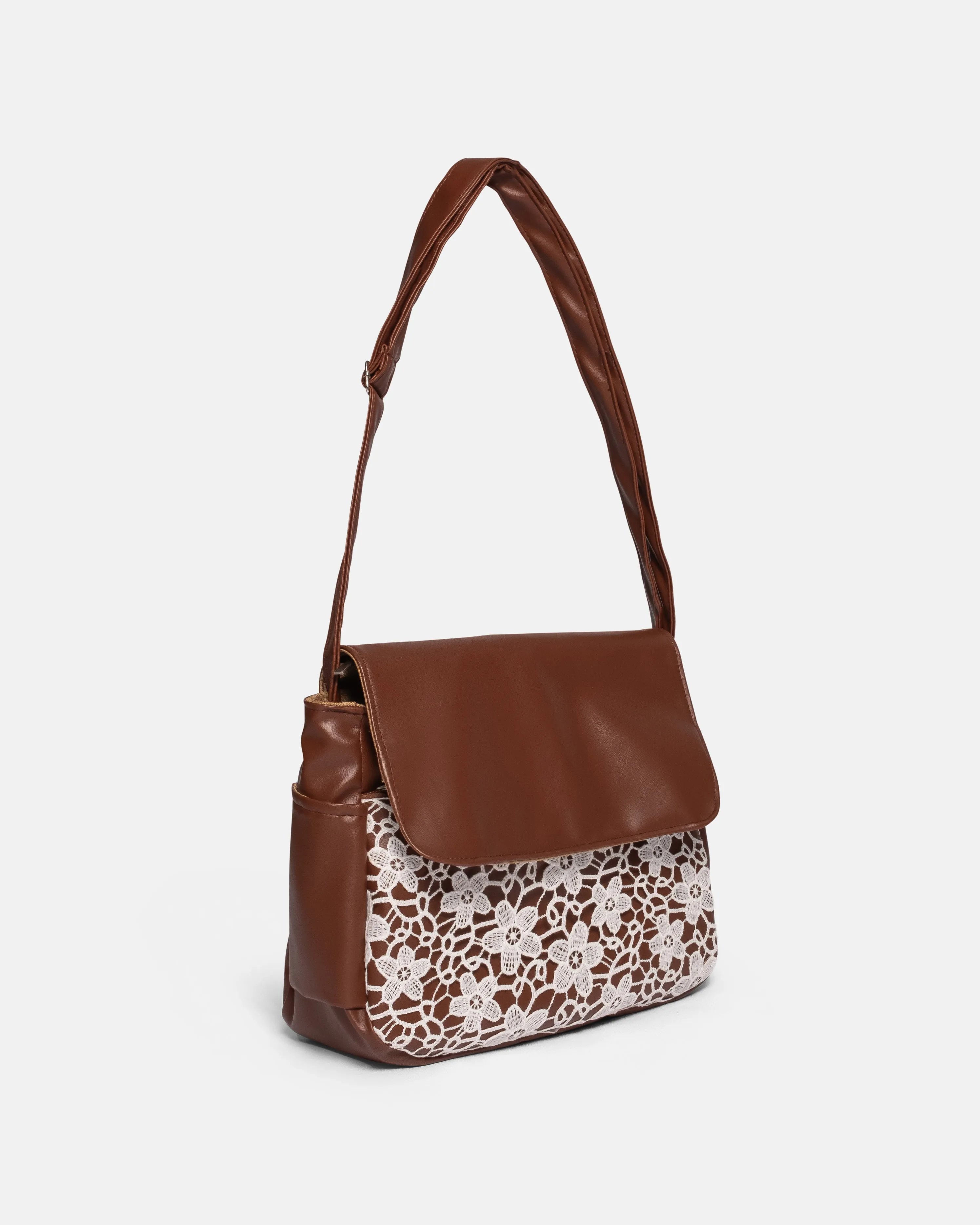 {{Mama's Day Special}} Lace Brown Multi-Carry Crossbody Bag