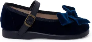 Mary Janes Leather-Type Strap Velvet Bow