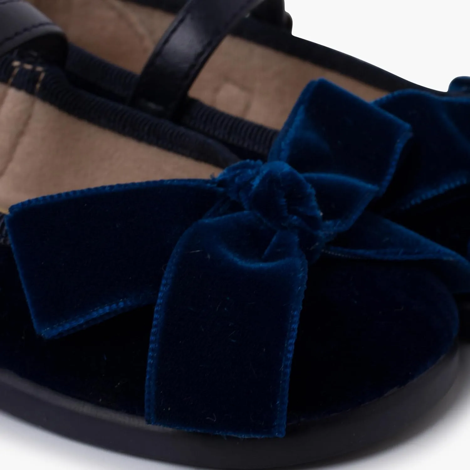 Mary Janes Leather-Type Strap Velvet Bow