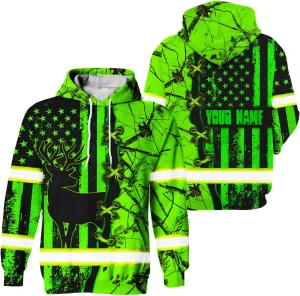 Matedecor High Visibility Shirt for Men Safety Shirts US Flag Color Custom Name Workwear for Runners, Worker, Patriotic